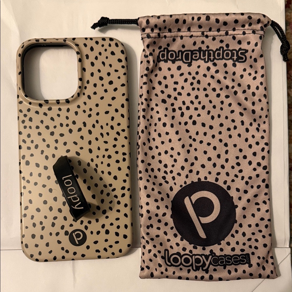 iPhone 14 Pro Max- Loopy Case Spotted Beige and Black Case